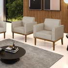 Kit 2 Poltronas Base De Madeira Fixa Castanho Marisa Veludo L