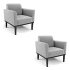 Kit 2 Poltronas Base De Madeira Fixa Preto Marisa Suede - Cin