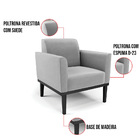 Kit 2 Poltronas Base De Madeira Fixa Preto Marisa Suede Cinza