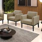 Kit 2 Poltronas Base De Madeira Fixa Preto Marisa Suede Marro