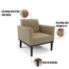 Kit 2 Poltronas Base De Madeira Fixa Preto Marisa Suede Marro