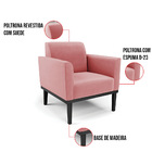 Kit 2 Poltronas Base De Madeira Fixa Preto Marisa Suede - Rose