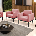 Kit 2 Poltronas Base De Madeira Fixa Preto Marisa Suede - Rose