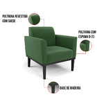 Kit 2 Poltronas Base De Madeira Fixa Preto Marisa Suede Verde