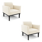 Kit 2 Poltronas Base De Madeira Fixa Preto Marisa Veludo - Be