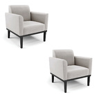 Kit 2 Poltronas Base De Madeira Fixa Preto Marisa Veludo - Ci