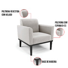 Kit 2 Poltronas Base De Madeira Fixa Preto Marisa Veludo Cinza