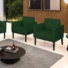 Kit 2 Poltronas Base De Madeira Fixa Preto Marisa Veludo Luxo