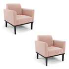 Kit 2 Poltronas Base De Madeira Fixa Preto Marisa Veludo - Ro