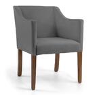 Kit 2 Poltronas Base De Madeira Rústico Veludo Cinza Domi