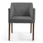 Kit 2 Poltronas Base De Madeira Rústico Veludo Cinza Domi