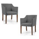 Kit 2 Poltronas Base De Madeira Rústico Veludo Cinza Domi