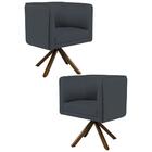 Kit 2 Poltronas Base Giromad Madeira Betina B-317 Veludo Cinz