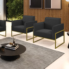 Kit 2 Poltronas Base Industrial Alta Dourado Marisa Corino -