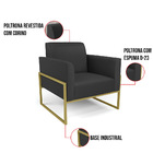 Kit 2 Poltronas Base Industrial Alta Dourado Marisa Corino -