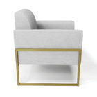 Kit 2 Poltronas Base Industrial Alta Dourado Marisa Linho - A