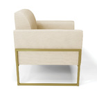 Kit 2 Poltronas Base Industrial Alta Dourado Marisa Linho - A