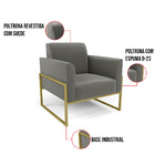 Kit 2 Poltronas Base Industrial Alta Dourado Marisa Suede - G