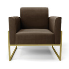 Kit 2 Poltronas Base Industrial Alta Dourado Marisa Suede - M