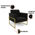 Kit 2 Poltronas Base Industrial Alta Dourado Marisa Suede - P
