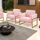 Kit 2 Poltronas Base Industrial Alta Dourado Marisa Suede Ros