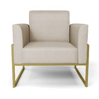 Kit 2 Poltronas Base Industrial Alta Dourado Marisa Veludo Lu