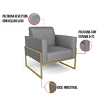 Kit 2 Poltronas Base Industrial Alta Dourado Marisa Veludo Lu