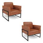 Kit 2 Poltronas Base Industrial Alta Preto Marisa Corano Nozes