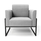 Kit 2 Poltronas Base Industrial Alta Preto Marisa Suede Cinza