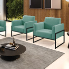 Kit 2 Poltronas Base Industrial Alta Preto Marisa Suede D03 -