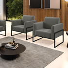 Kit 2 Poltronas Base Industrial Alta Preto Marisa Suede Grafi