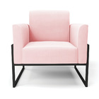 Kit 2 Poltronas Base Industrial Alta Preto Marisa Suede Rosa