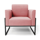 Kit 2 Poltronas Base Industrial Alta Preto Marisa Suede Rosê