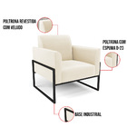 Kit 2 Poltronas Base Industrial Alta Preto Marisa Veludo - Be