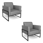 Kit 2 Poltronas Base Industrial Alta Preto Marisa Veludo Luxo