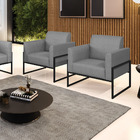 Kit 2 Poltronas Base Industrial Alta Preto Marisa Veludo Luxo