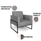 Kit 2 Poltronas Base Industrial Alta Preto Marisa Veludo Luxo