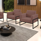 Kit 2 Poltronas Base Industrial Alta Preto Marisa Veludo Rosê