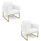 Kit 2 Poltronas Base Industrial Dourado Marisa Corano - Branco