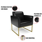 Kit 2 Poltronas Base Industrial Dourado Marisa Corano Preto