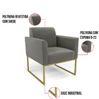 Kit 2 Poltronas Base Industrial Dourado Marisa Suede Grafite