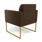 Kit 2 Poltronas Base Industrial Dourado Marisa Suede Marrom