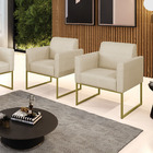 Kit 2 Poltronas Base Industrial Dourado Marisa Veludo Luxo D0