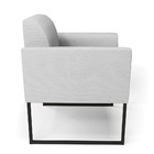 Kit 2 Poltronas Base Industrial Preto Marisa Linho - A05 Cinza