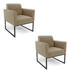 Kit 2 Poltronas Base Industrial Preto Marisa Suede - Marrom R