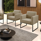 Kit 2 Poltronas Base Industrial Preto Marisa Suede Marrom Rato