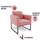 Kit 2 Poltronas Base Industrial Preto Marisa Suede - Rose