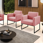 Kit 2 Poltronas Base Industrial Preto Marisa Suede Rosê