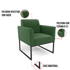 Kit 2 Poltronas Base Industrial Preto Marisa Suede Verde