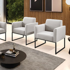 Kit 2 Poltronas Base Industrial Preto Marisa Veludo Cinza